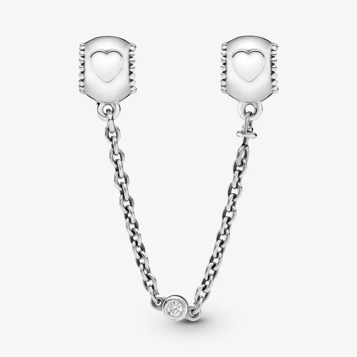 Safety Chains Women Pandora Embossed Hearts Safety Chain Charm