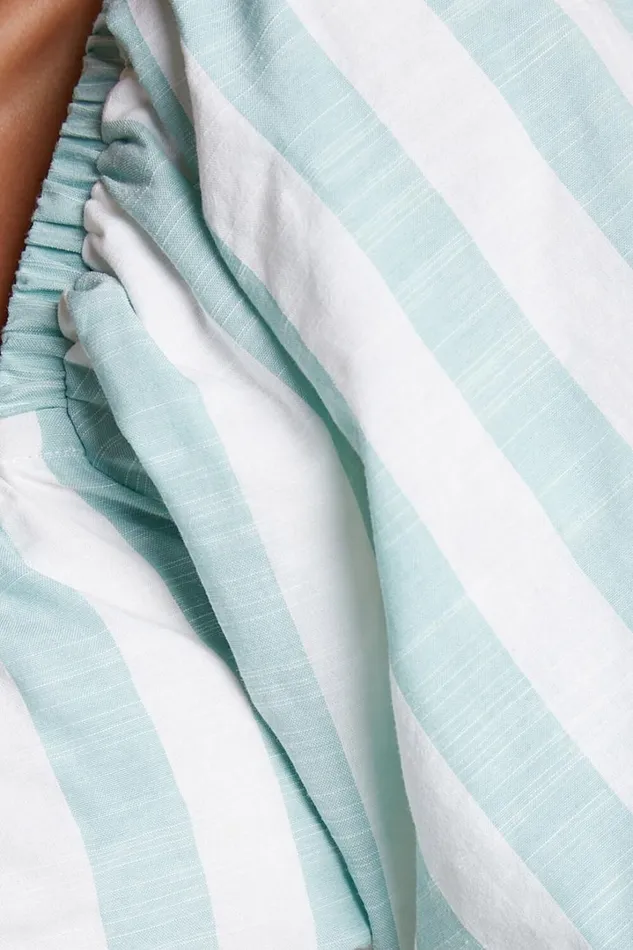Sahle Top 8211 Striped Puff Sleeve Crop Top In Mint Women Showpo Tops