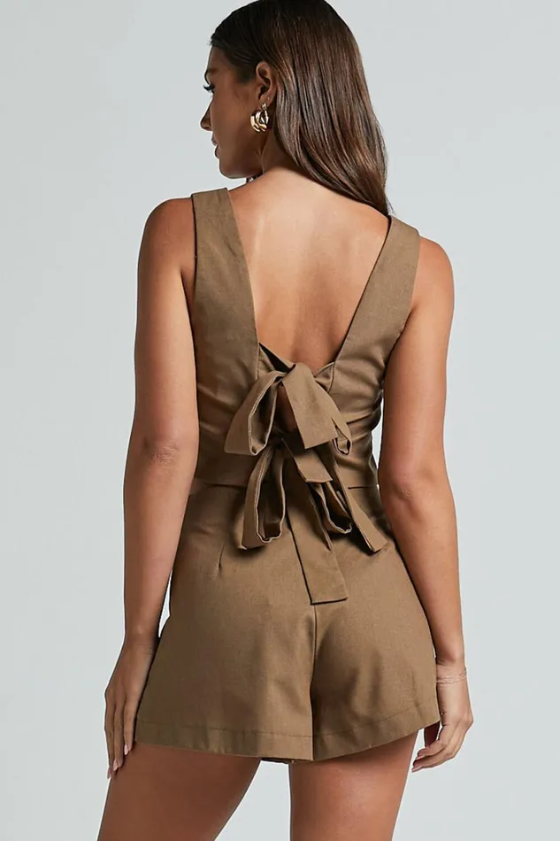Salvador Two Piece Set 8211 Linen Look Sleeveless Crop Top And High Waisted Tailored Shorts In Olive Women Showpo Conscious