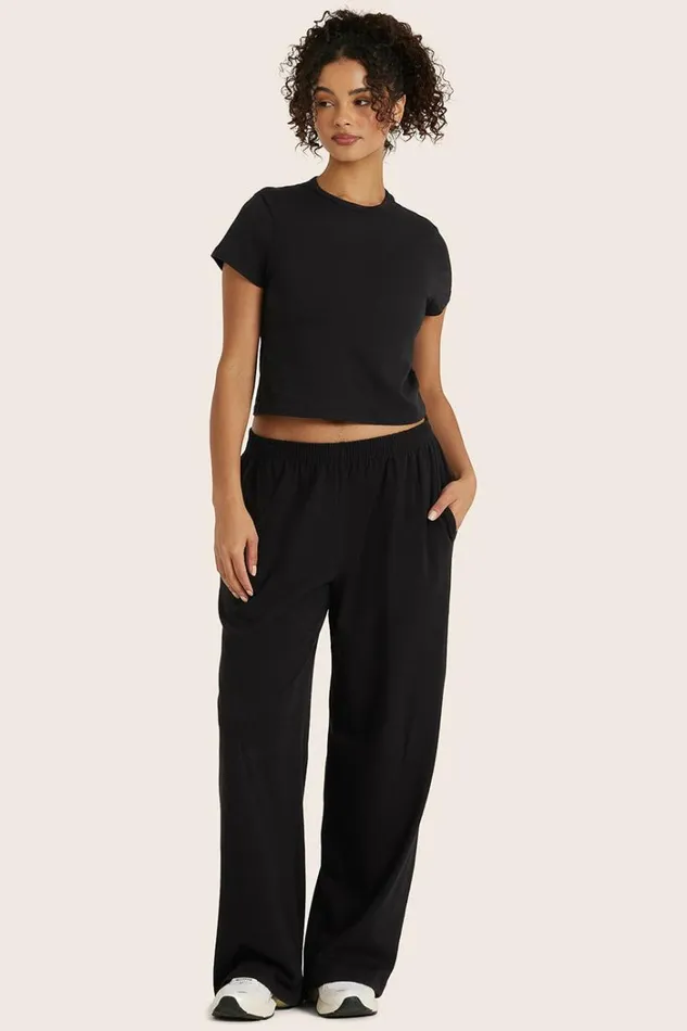 SET ACTIVE Bottoms HEAVY COTTON EASY PANTS 8211 ONYX 8211 Women