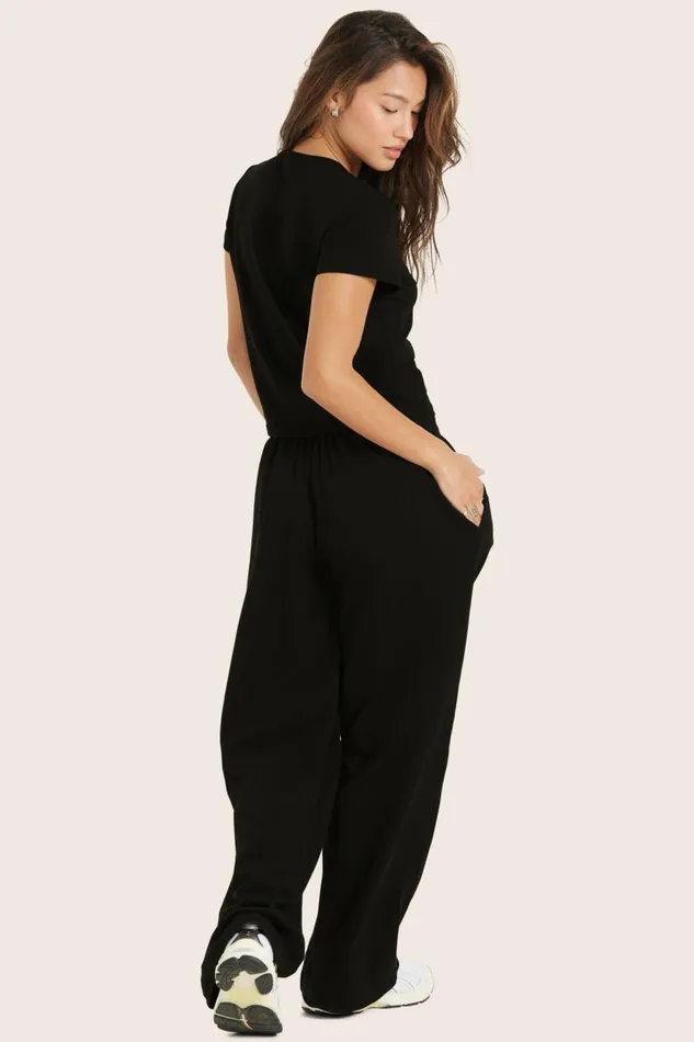 SET ACTIVE Bottoms HEAVY COTTON EASY PANTS 8211 ONYX 8211 Women