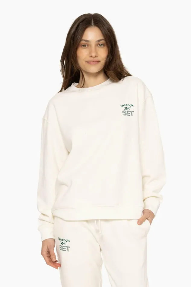 SET ACTIVE Sweats HEAVYWEIGHT SWEATS REEBOK X SET CREWNECK 8211 BLANC 8211 Women