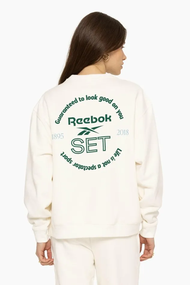 SET ACTIVE Sweats HEAVYWEIGHT SWEATS REEBOK X SET CREWNECK 8211 BLANC 8211 Women
