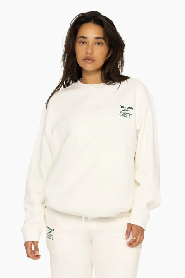 SET ACTIVE Sweats HEAVYWEIGHT SWEATS REEBOK X SET CREWNECK 8211 BLANC 8211 Women