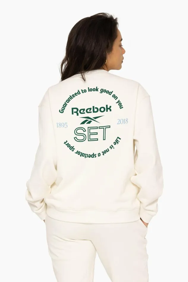 SET ACTIVE Sweats HEAVYWEIGHT SWEATS REEBOK X SET CREWNECK 8211 BLANC 8211 Women