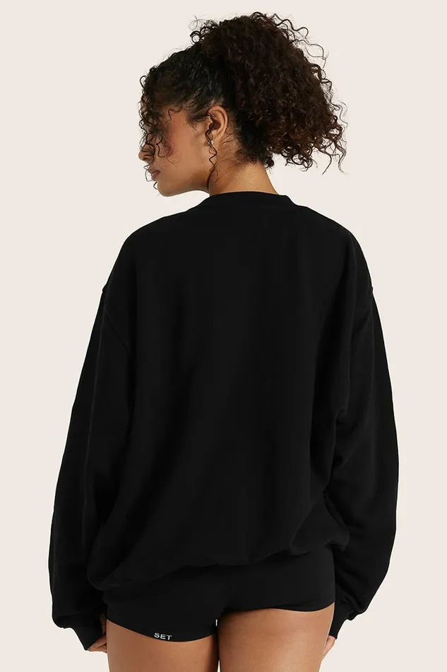 SET ACTIVE Sweats LIGHTWEIGHT SWEATS CLASSIC CREWNECK 8211 ONYX 8211 Women