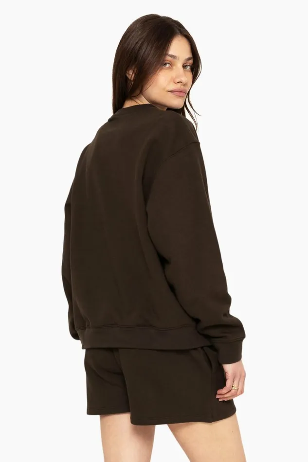 SET ACTIVE Tops HEAVYWEIGHT SWEATS CREWNECK 8211 ESPRESSO 8211 Women