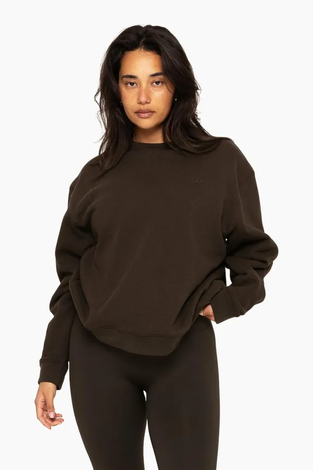 SET ACTIVE Tops HEAVYWEIGHT SWEATS CREWNECK 8211 ESPRESSO 8211 Women