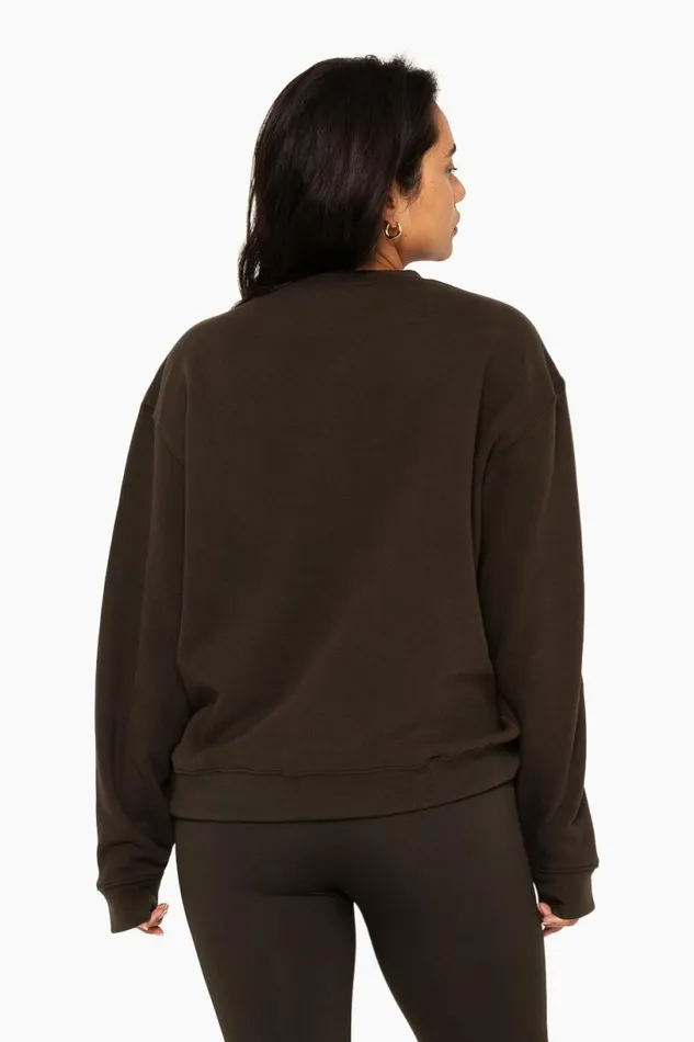 SET ACTIVE Tops HEAVYWEIGHT SWEATS CREWNECK 8211 ESPRESSO 8211 Women