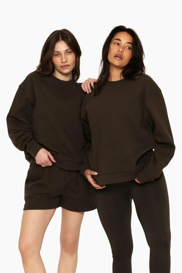 SET ACTIVE Tops HEAVYWEIGHT SWEATS CREWNECK 8211 ESPRESSO 8211 Women