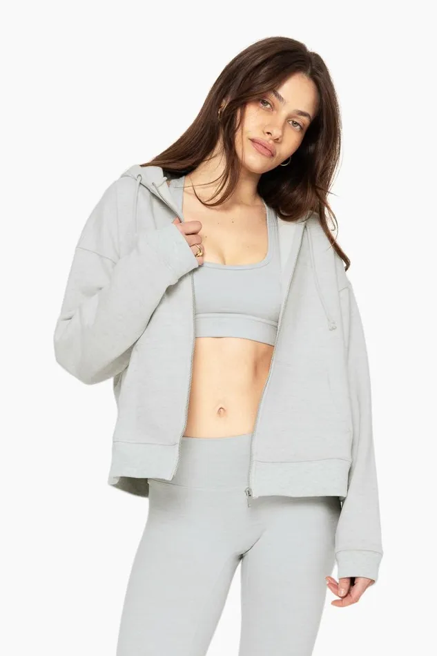 SET ACTIVE Tops HEAVYWEIGHT SWEATS ZIP HOODIE 8211 HEATHER GREY 8211 Women