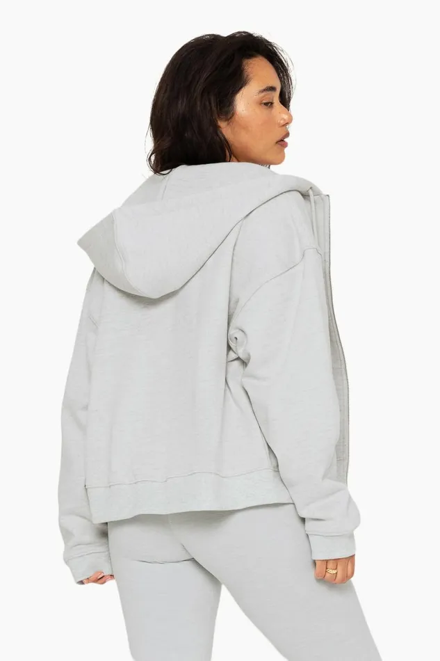 SET ACTIVE Tops HEAVYWEIGHT SWEATS ZIP HOODIE 8211 HEATHER GREY 8211 Women