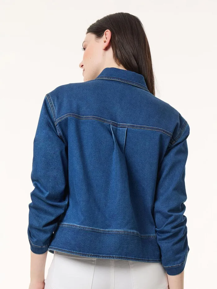 Shirred Sleeve City Denim Jacket Shore Wash Women Jones New York Denim Shirred Sleeve City Denim Jacket Shore Wash Women Jones New York Denim
