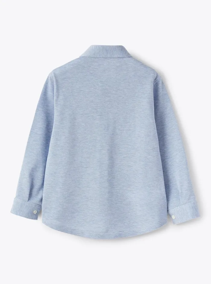 Shirts Boy 216 Il Gufo Light Blue Oxford Jersey Shirt