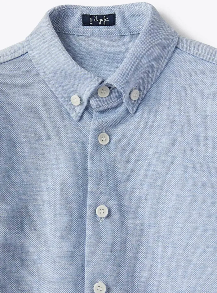 Shirts Boy 216 Il Gufo Light Blue Oxford Jersey Shirt