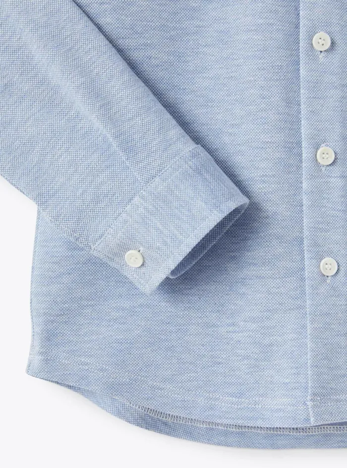Shirts Boy 216 Il Gufo Light Blue Oxford Jersey Shirt