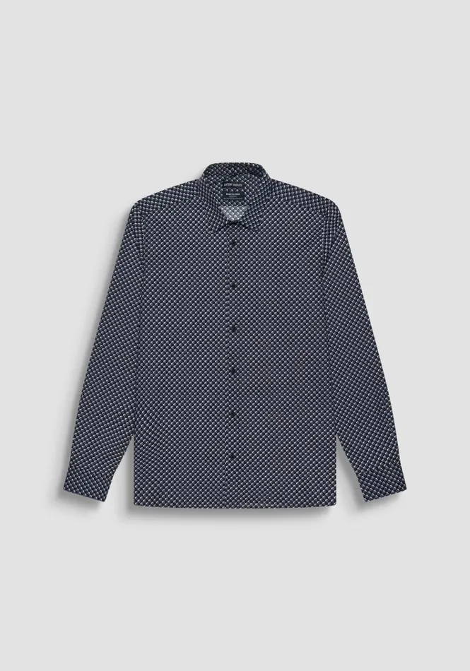 Shirts Men Antony Morato Regular Fit 034Barcelona034 Straight Cut Shirt In Micro Patterned Cotton Anthracite Shirts Men Antony Morato Regular Fit 034Barcelona034 Straight Cut Shirt In Micro Patterned Cotton Anthracite