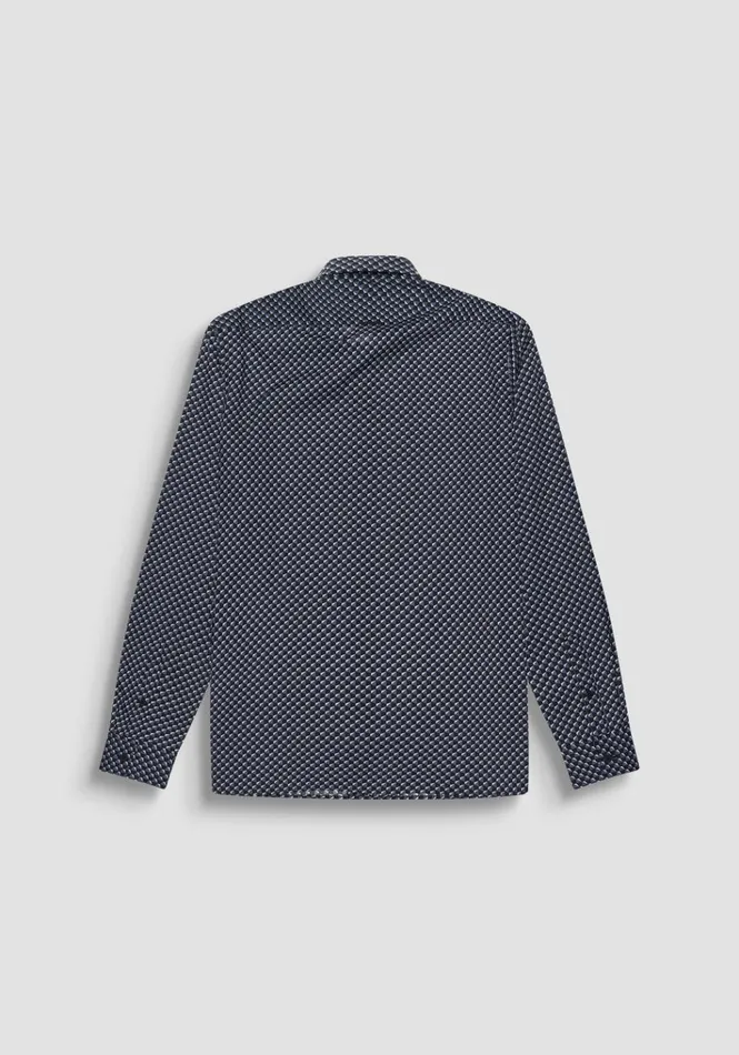 Shirts Men Antony Morato Regular Fit 034Barcelona034 Straight Cut Shirt In Micro Patterned Cotton Anthracite