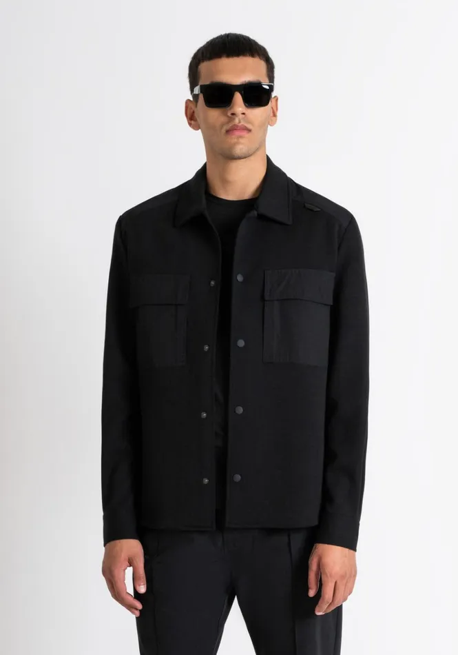 Shirts Men Antony Morato Regular Fit Shirt In Cotton Blend With Pockets Black