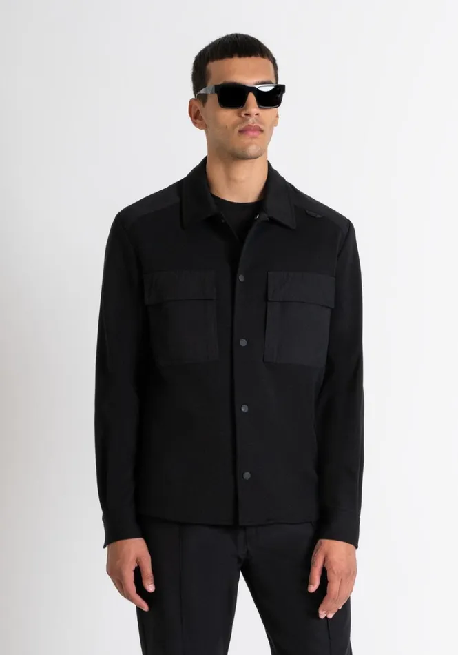 Shirts Men Antony Morato Regular Fit Shirt In Cotton Blend With Pockets Black