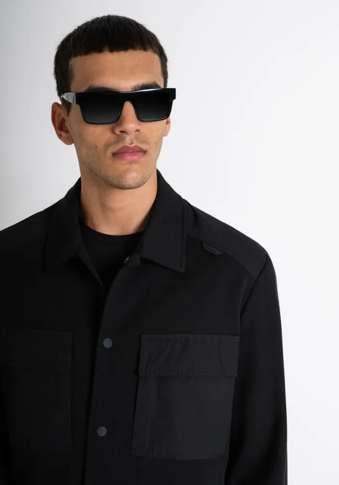 Shirts Men Antony Morato Regular Fit Shirt In Cotton Blend With Pockets Black