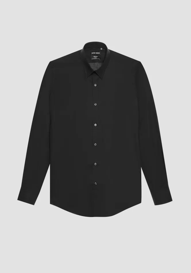 Shirts Men Antony Morato Slim Fit 034Napoli034 Cotton Easy Iron Solid Shirt Black