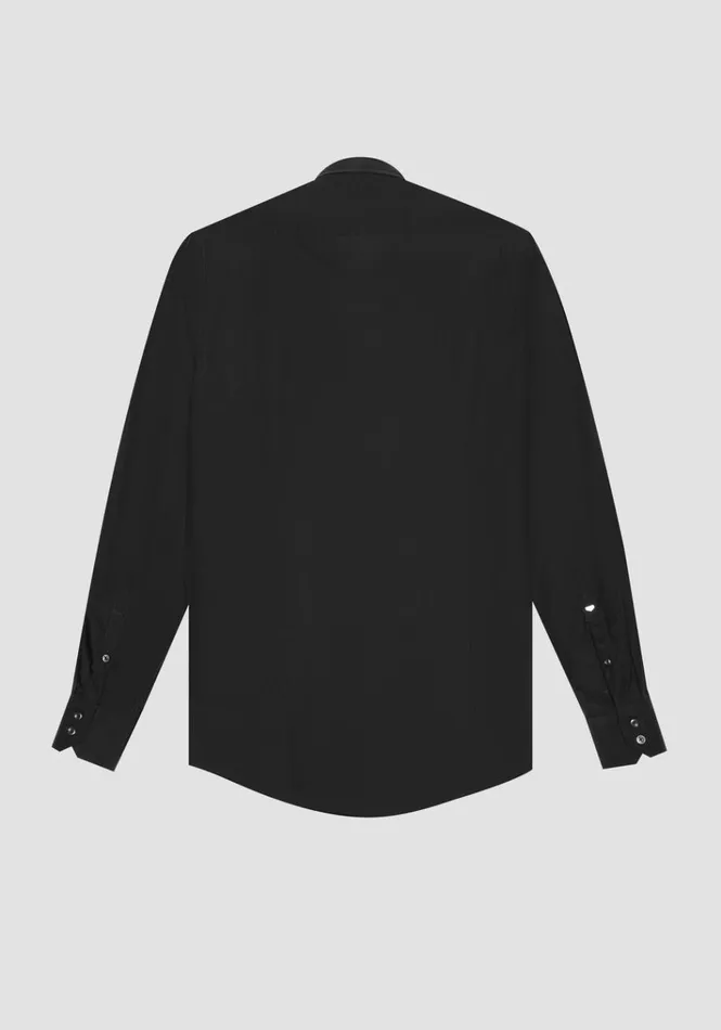 Shirts Men Antony Morato Slim Fit 034Napoli034 Cotton Easy Iron Solid Shirt Black