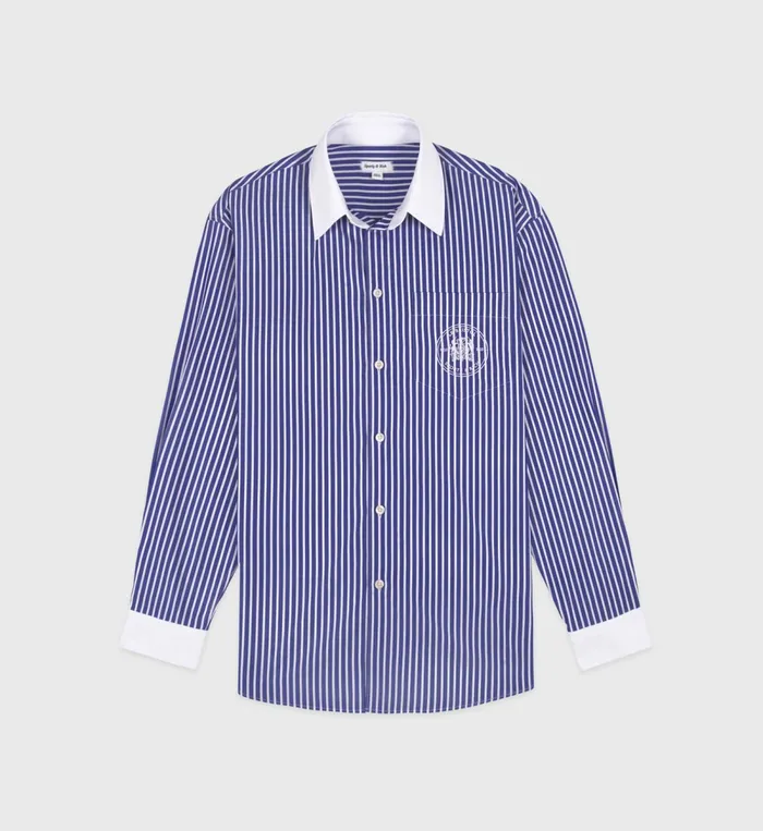 Shirts Men Sporty and Rich Bristol Crest 100th Oversized Shirt 8211 NavyWhite