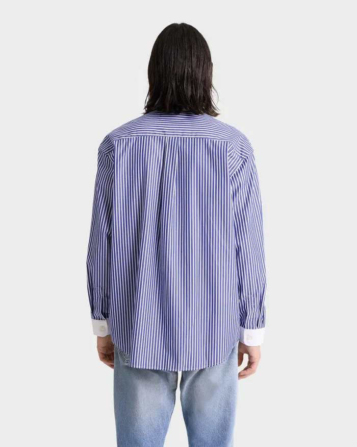 Shirts Men Sporty and Rich Bristol Crest 100th Oversized Shirt 8211 NavyWhite