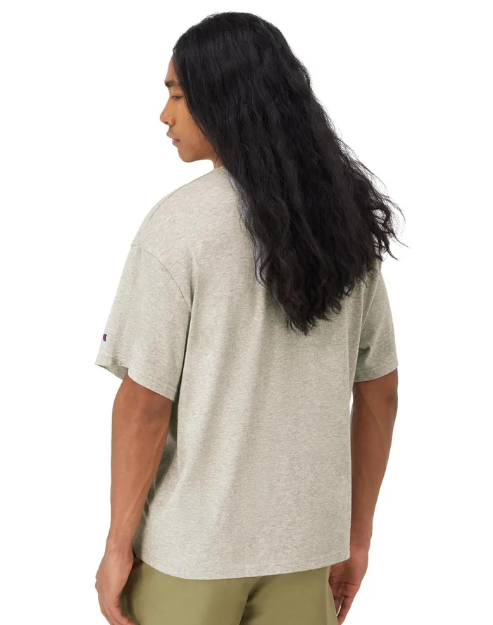 ShortSleeve TShirt Washed Cotton Bolsa Chica Washed Oxford Grey Men Champion TShirts and Tops