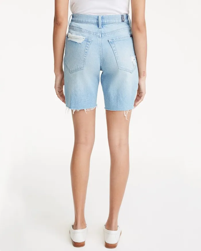 Shorts and Skirts Women 7 For All Mankind Boyfriend Short With Destroy In Laurel Canyon Blue Laurel Canyon Blue