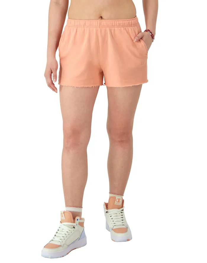 Shorts Vintage Wash C Logo 3034 Comfort Wash Peach Grapefruit Women Champion Shorts
