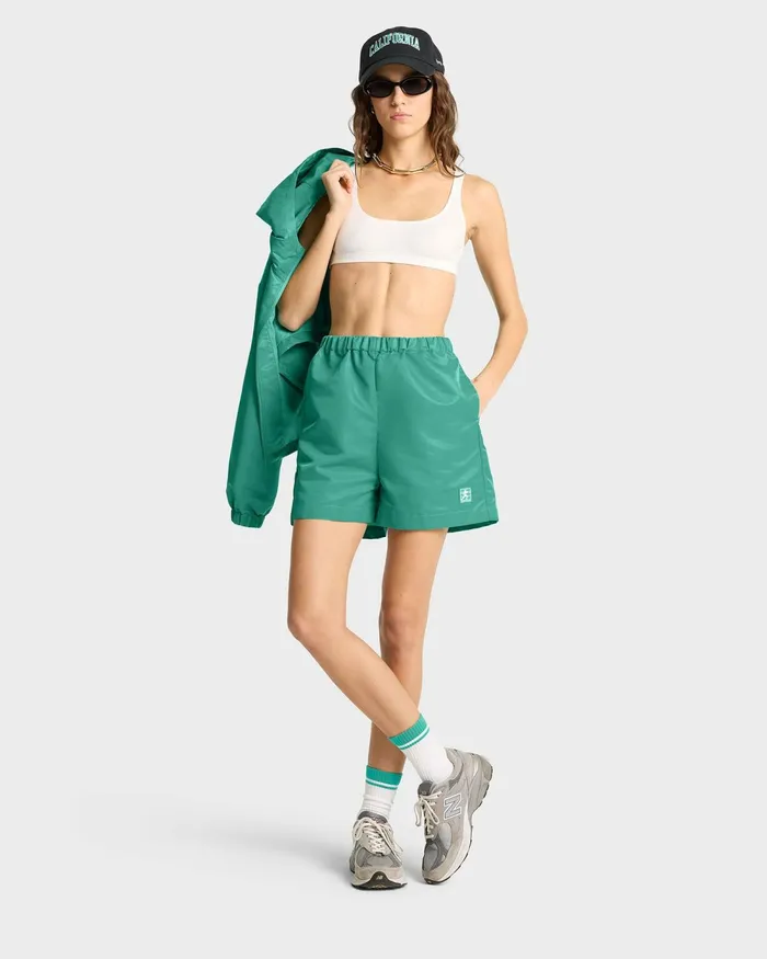 Shorts Women Sporty and Rich Running Woman Nylon Short 8211 Spring GreenWhite