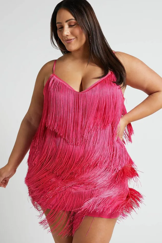Siofra Mini Dress 8211 Zig Zag Fringe Dress In Hot Pink Women Showpo Curve Clothes