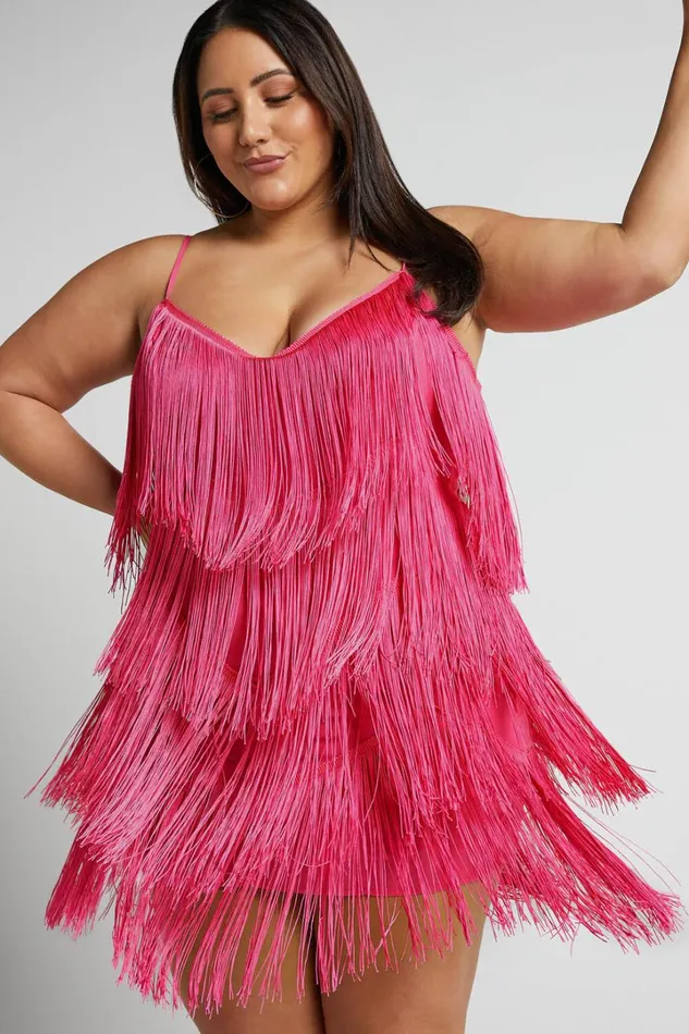 Siofra Mini Dress 8211 Zig Zag Fringe Dress In Hot Pink Women Showpo Curve Clothes