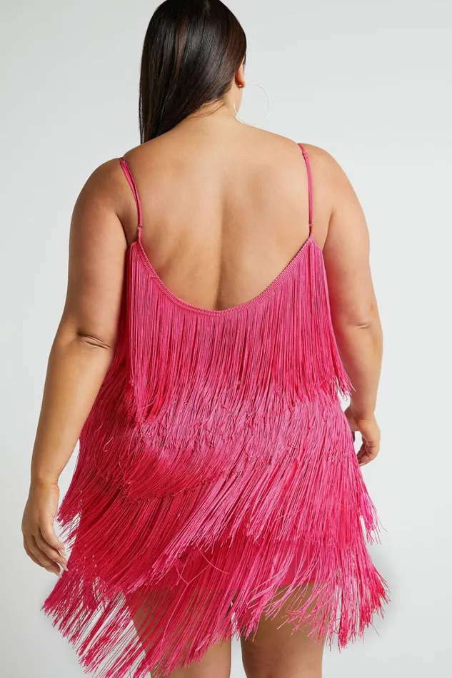 Siofra Mini Dress 8211 Zig Zag Fringe Dress In Hot Pink Women Showpo Curve Clothes