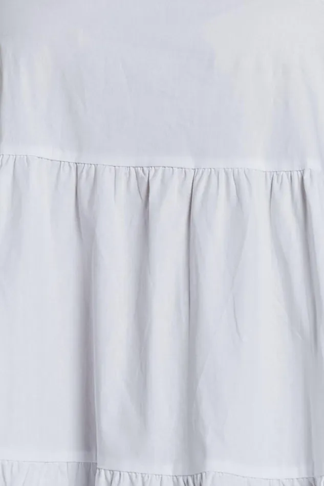 Siony Midi Dress 8211 Scoop Neck Strappy Scallop Hem Tiered Dress In White Women Showpo Dresses