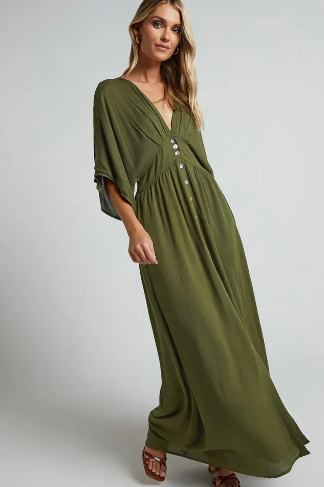 Sitting Pretty Midi Dress 8211 Short Sleeve Button Down Dress In Olive Women Showpo Curve Clothes