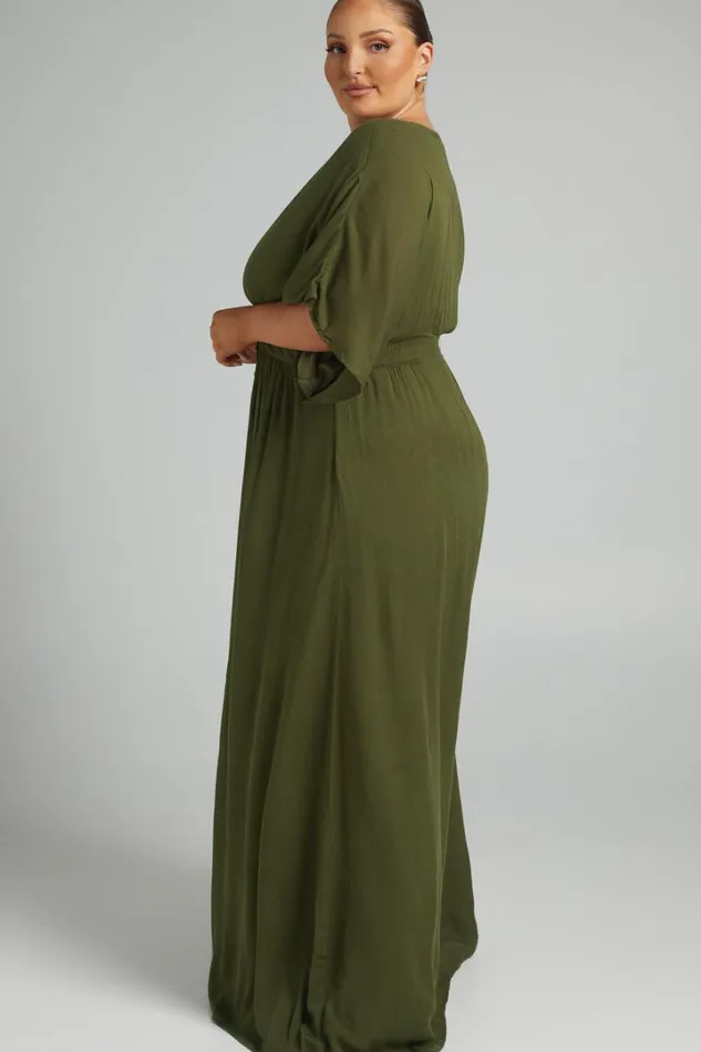 Sitting Pretty Midi Dress 8211 Short Sleeve Button Down Dress In Olive Women Showpo Curve Clothes