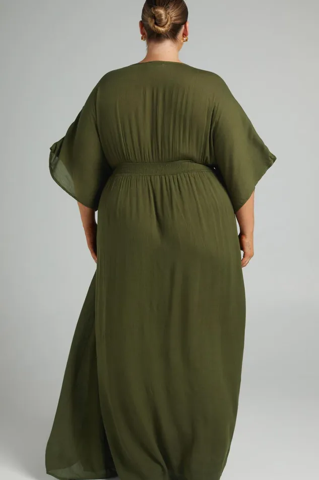 Sitting Pretty Midi Dress 8211 Short Sleeve Button Down Dress In Olive Women Showpo Curve Clothes