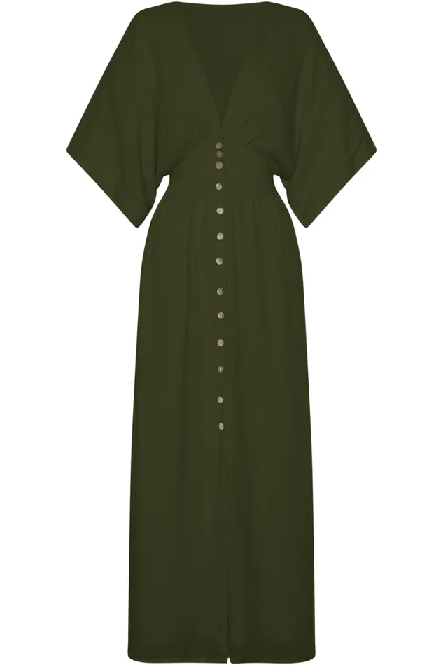 Sitting Pretty Midi Dress 8211 Short Sleeve Button Down Dress In Olive Women Showpo Curve Clothes