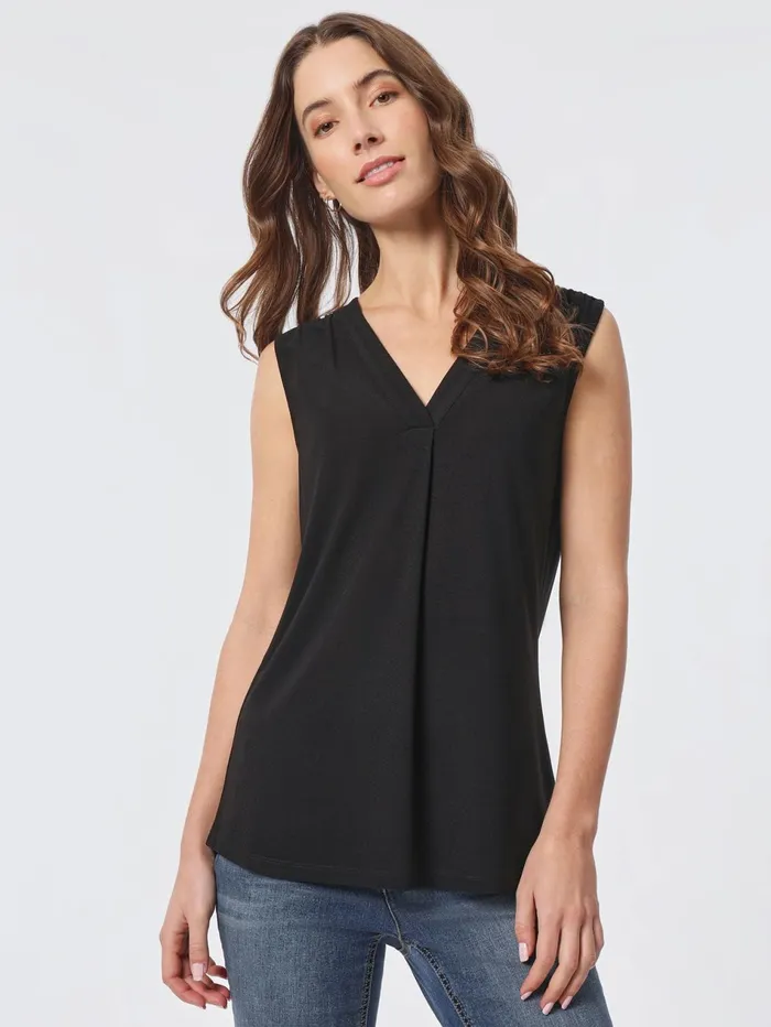 Sleeveless VNeck Pleat Front Blouse Women Jones New York Tops and Blouses