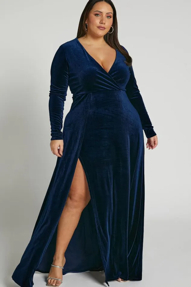 Sloane Maxi Dress 8211 Long Sleeve Wrap Dress In Navy Women Showpo Curve Clothes Sloane Maxi Dress 8211 Long Sleeve Wrap Dress In Navy Women Showpo Curve Clothes