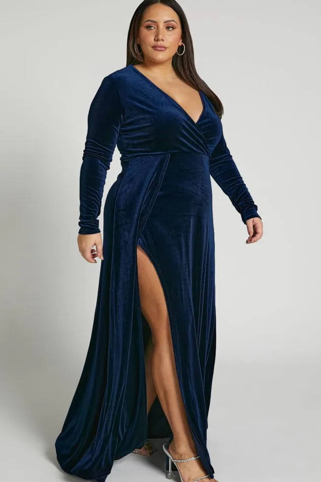 Sloane Maxi Dress 8211 Long Sleeve Wrap Dress In Navy Women Showpo Curve Clothes Sloane Maxi Dress 8211 Long Sleeve Wrap Dress In Navy Women Showpo Curve Clothes