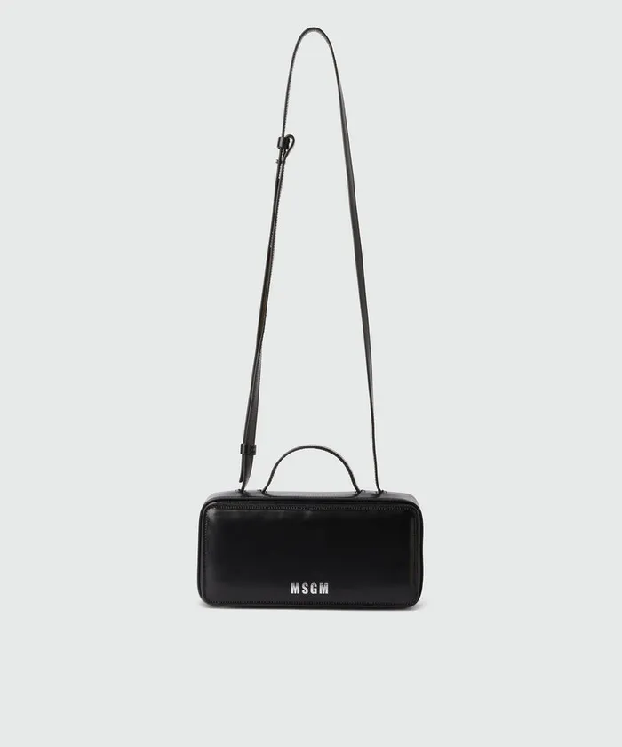 Small Black Shiny Leather Clap Bag Women MSGM Shoulder And Crossbody Bags