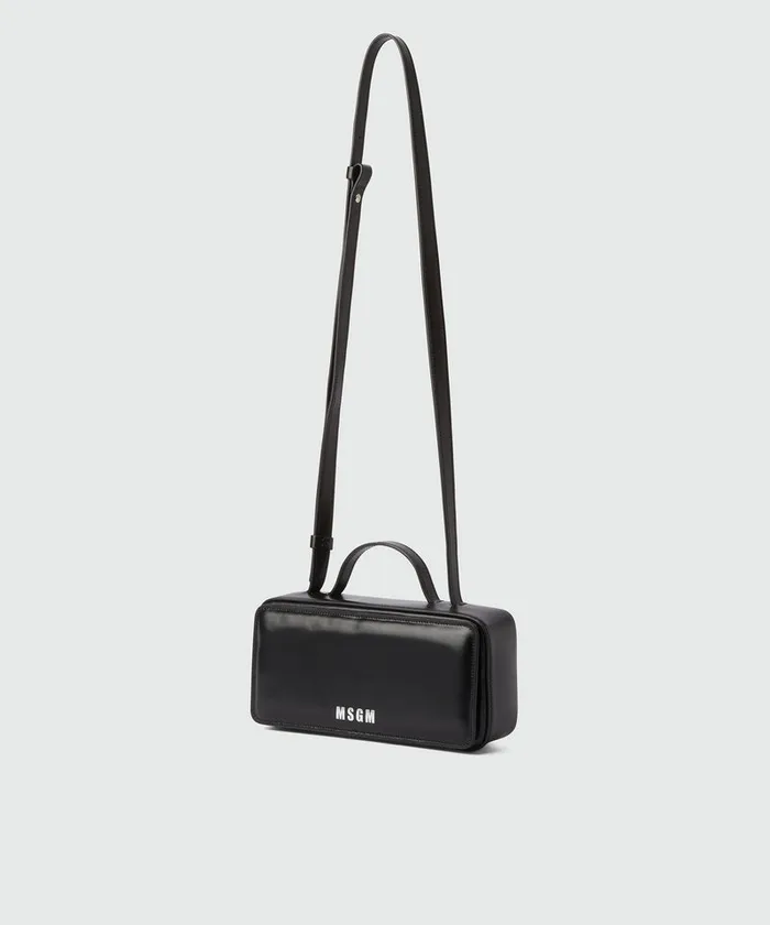Small Black Shiny Leather Clap Bag Women MSGM Shoulder And Crossbody Bags