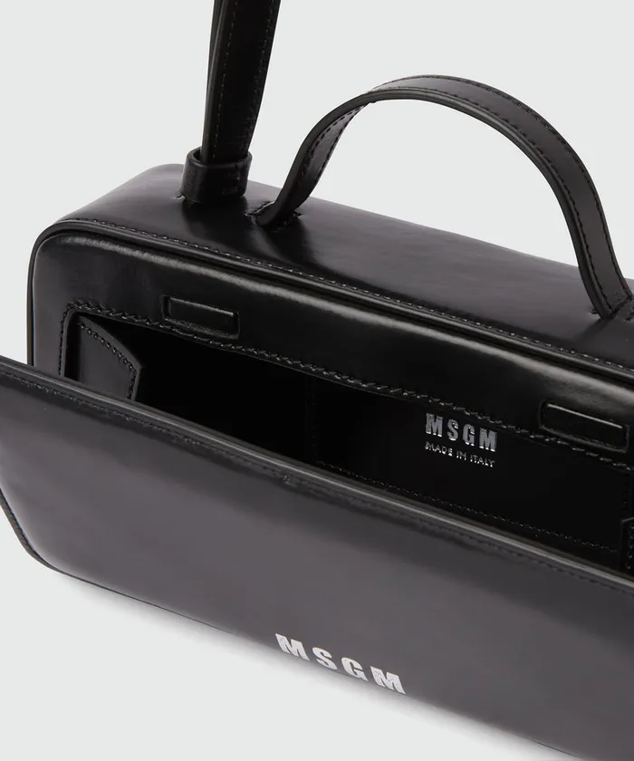 Small Black Shiny Leather Clap Bag Women MSGM Shoulder And Crossbody Bags
