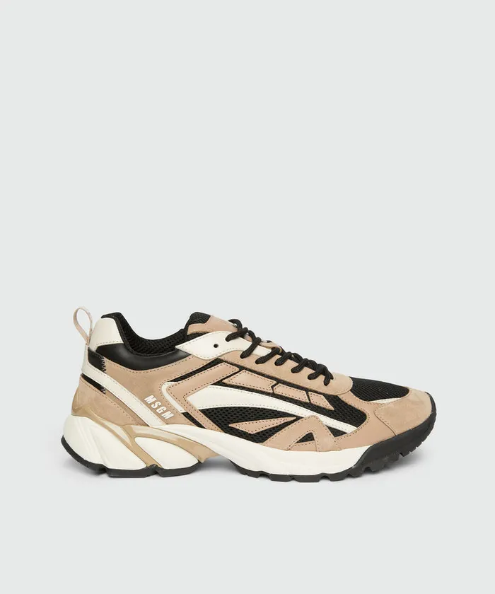 Smooth Leather Suede And Mesh Vulcano Sneakers Men MSGM Sneakers