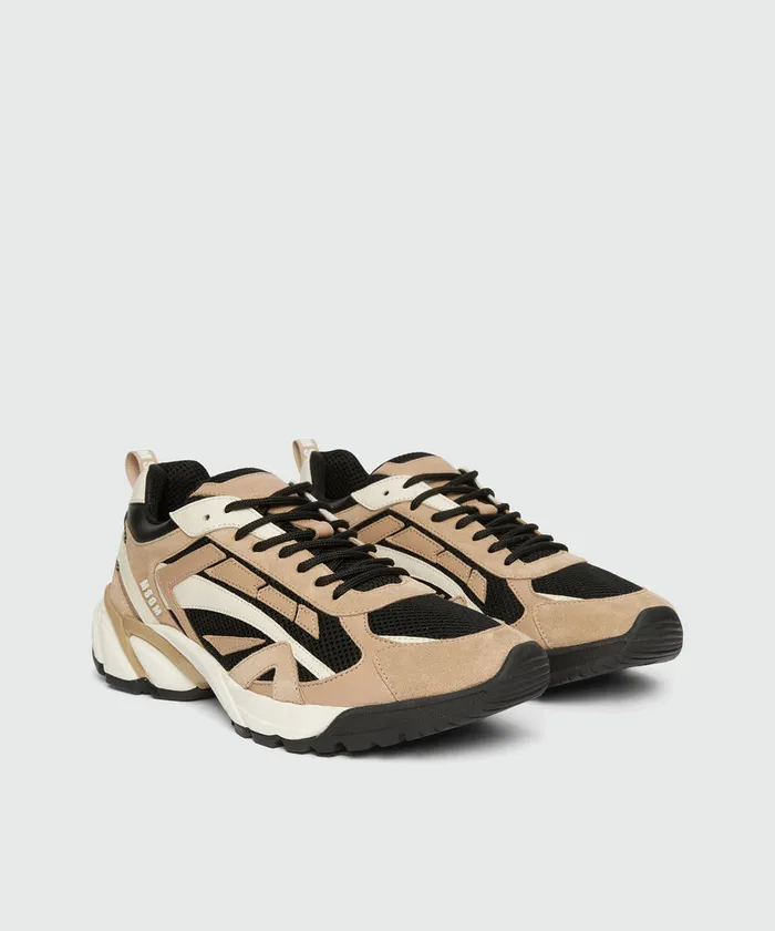Smooth Leather Suede And Mesh Vulcano Sneakers Men MSGM Sneakers