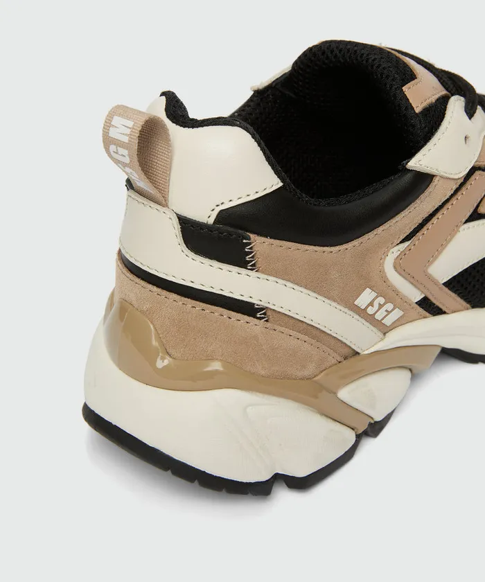 Smooth Leather Suede And Mesh Vulcano Sneakers Men MSGM Sneakers